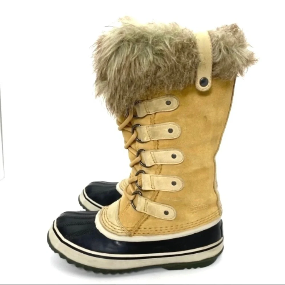 SOREL Joan of Arctic Fur Lining Winter Snow Duck Boot in Beige 1555381373